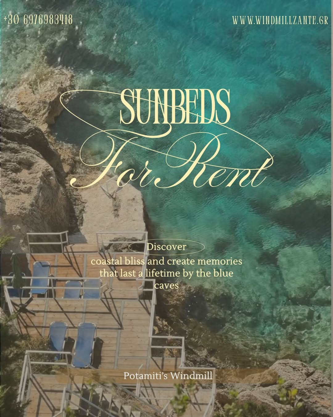Sunbeds for rent at Potamitis