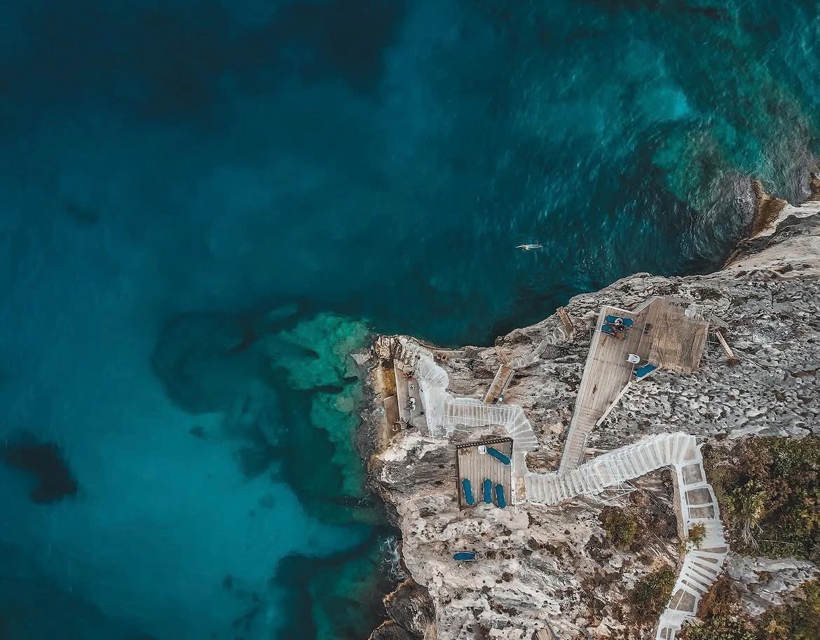 Aerial view of Potamitis sun deck above the Ionian