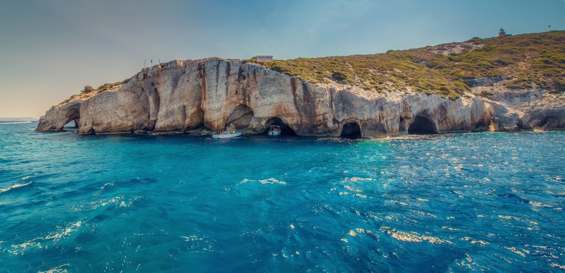 Blue Caves along the Zakynthos coast