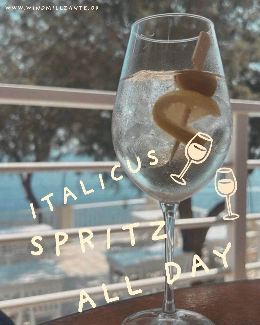 A spritz served beside the Ionian Sea
